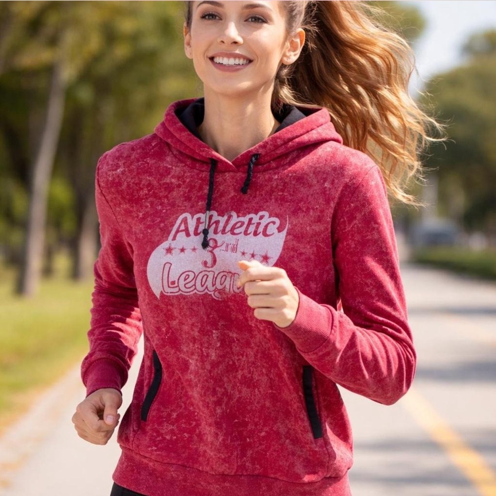 🔥 PODIUM Red Athletic League Hoodie & Black Pants Set | Size Small